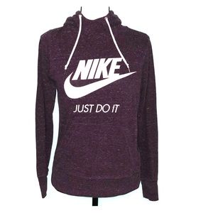 Nike burgundy heathered hoodie neck Just Do it